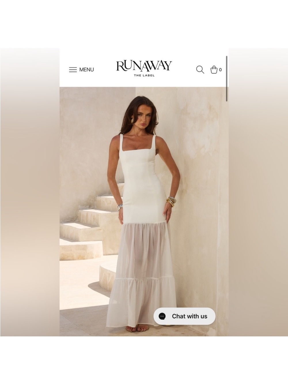 Runaway The Label White Maxi Dress with Sheer Tiered Skirt
